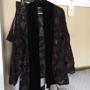Unbranded Jacket Velvet Collar Sheer Floral Black/Pink Pretty Pre-Owned